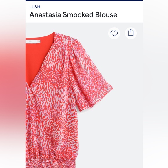 NEW LUSH Anastasia Smocked Blouse Top Shirt - Picture 3 of 10